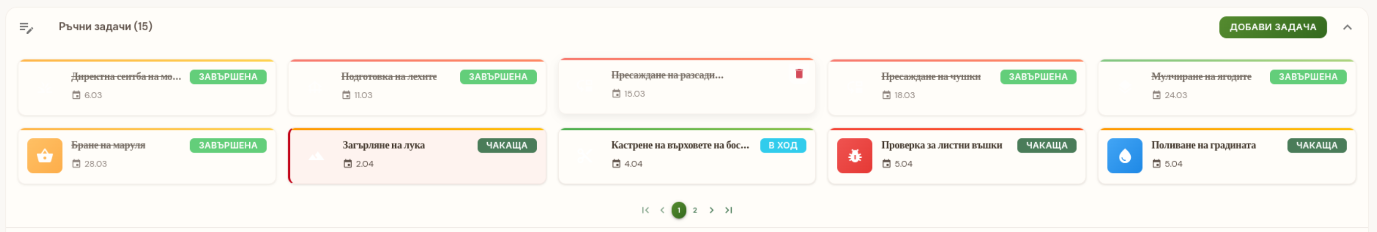 Ръчни карти за задачи с фиксирани дати