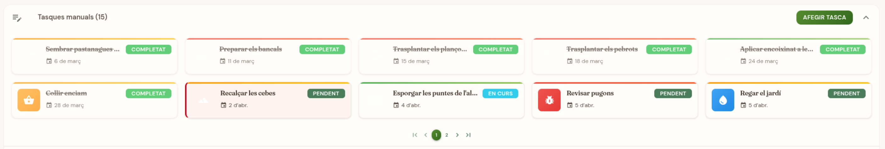Targetes de tasques manuals amb dates fixes