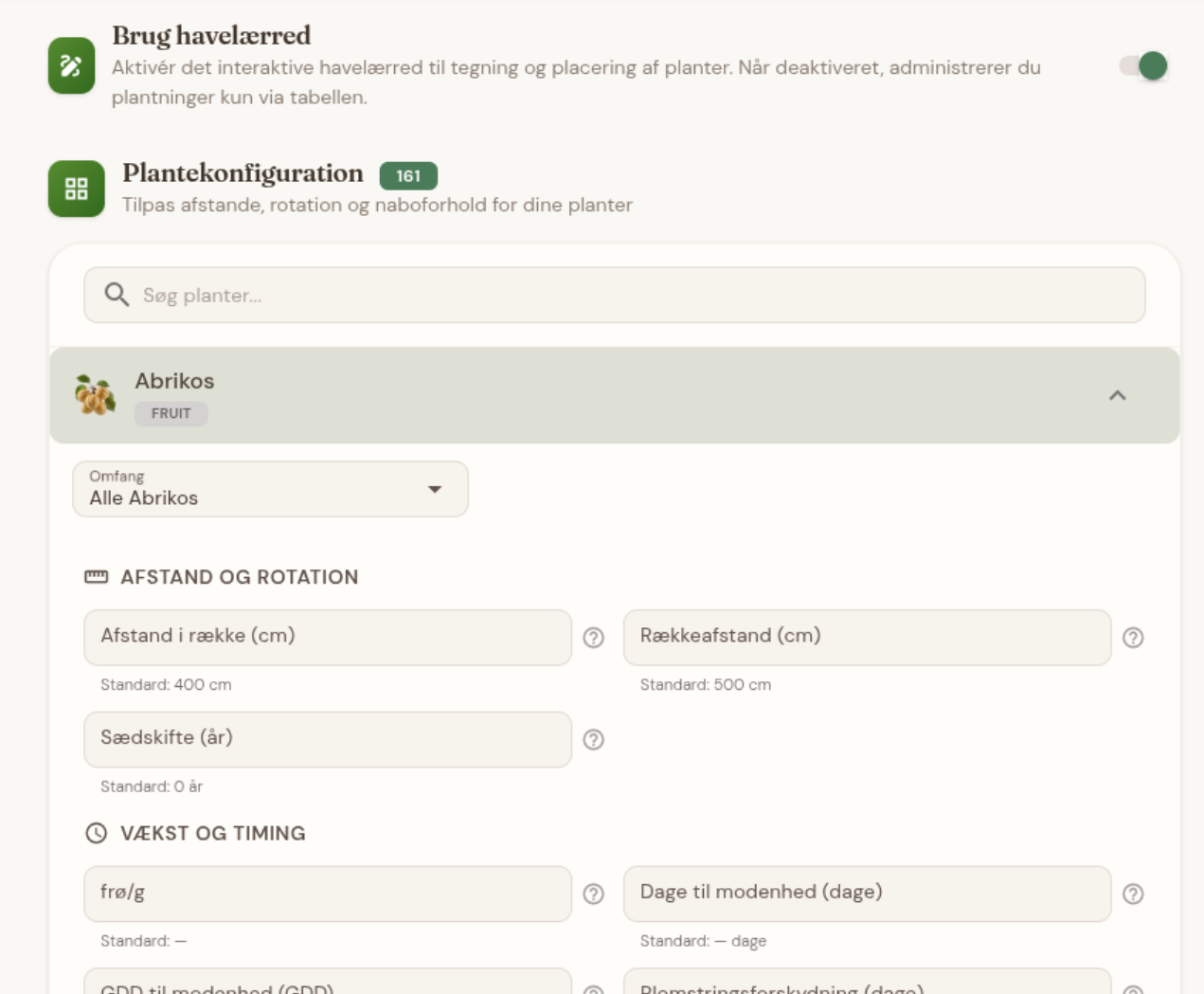 Tilpasning af sorter med afstand og naboer