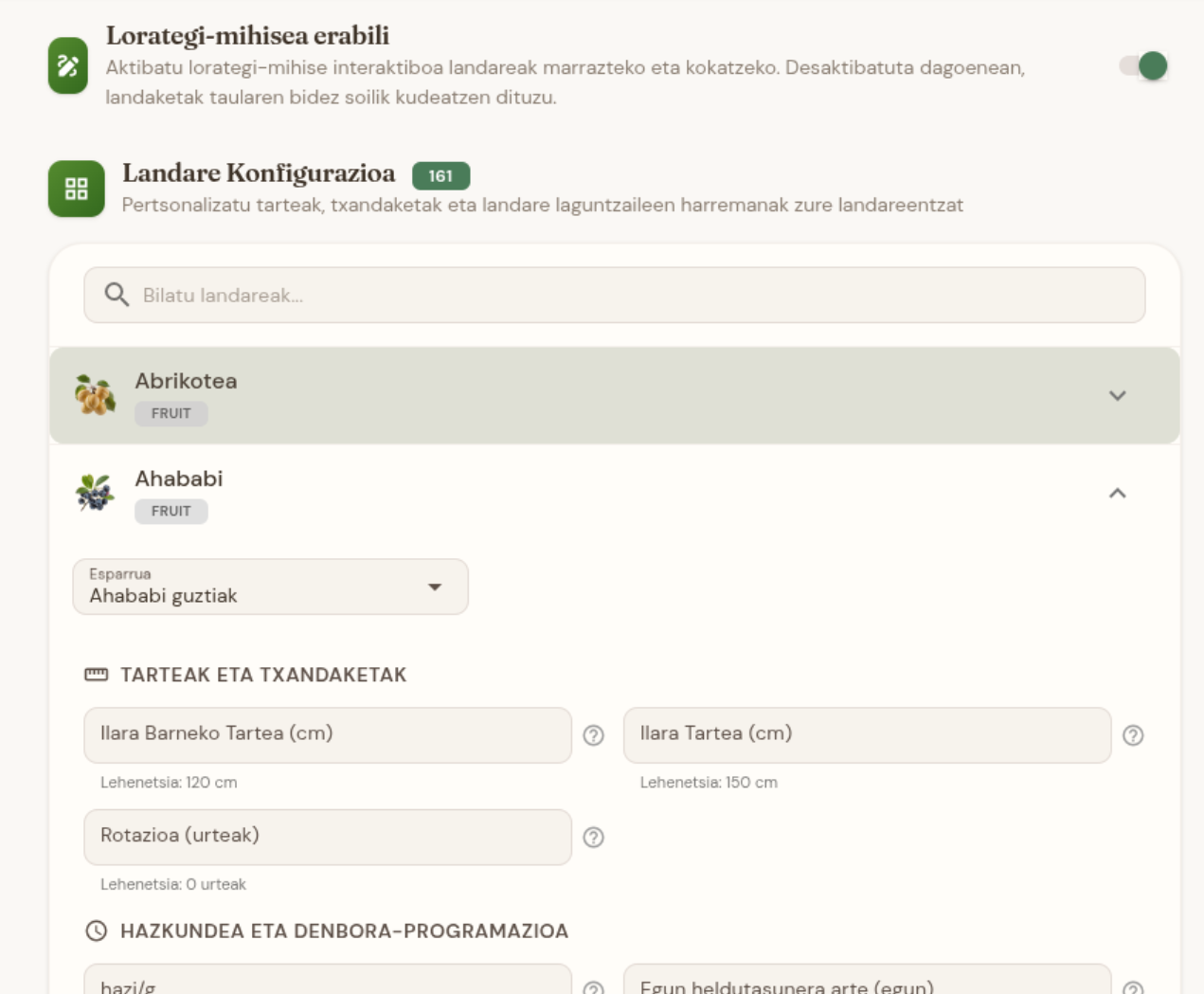 Barietate pertsonalizazioa tartearekin eta auzoetako landareekin