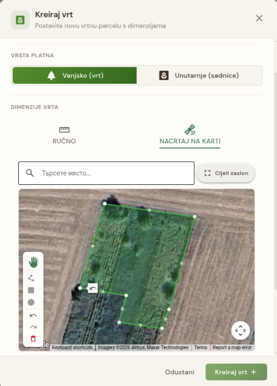 Nacrtajte svoj vrt na satelitskoj karti