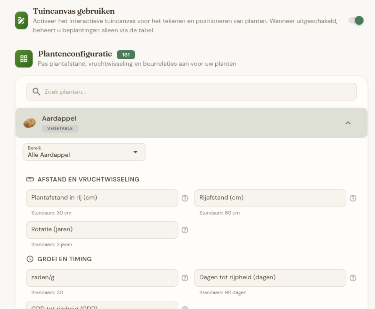 Rasaanpassing met tussenafstanden en buren