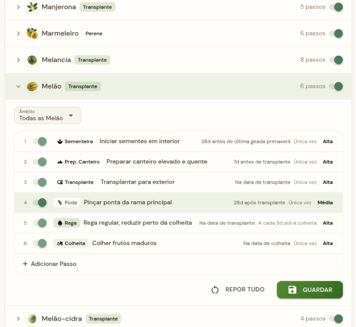 Modelos de tarefas de cultivo personalizáveis